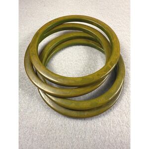Set of 4 Vintage Olive Green Stacking Bakelite Bangle Bracelets Boho Chic